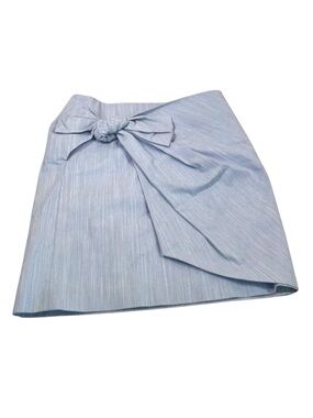 NWT LOFT Blue Bow Front Wrap Mini Skirt Lined Cotton Blend Size